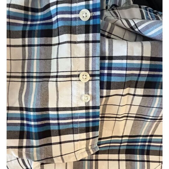 U.S. Polo Assn. Mens Small OXFORD Button Down White Blue Black Plaid Shirt LS - Picture 5 of 7
